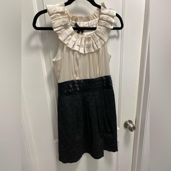 BCBGMaxAzria Cream and Black Ruffle Dress - Picture 1 of 3